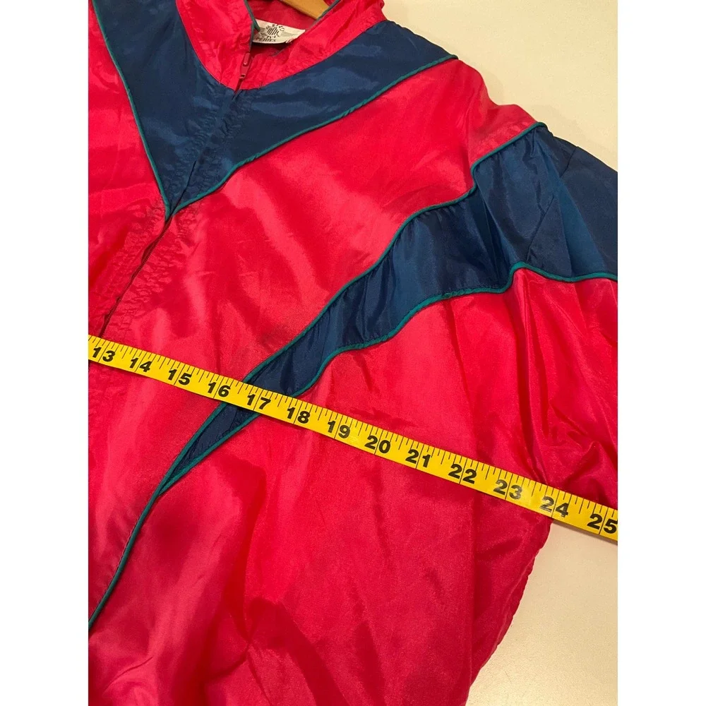 Metro Active Vintage Colorful 80s 90s Ski Windbreaker Track Jacket Pockets Apres